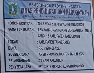 Diduga Abaikan K3 dan Pengawasan, Proyek GSG SMKN 13 Kabupaten Tangerang Disorot