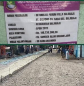 Coran Tipis dan Dasar Jalan Tak Padat, Proyek Betonisasi Villa Balaraja Disorot