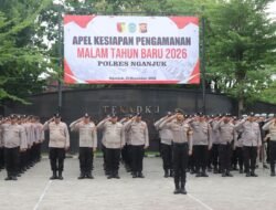 Polres Nganjuk Gelar Apel Kesiapan Pengamanan Malam Tahun Baru 2026, Ratusan Personel Gabungan Disiagakan
