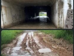 Jalan Menuju Puskesmas Kibin Terendam Banjir dan Berlubang Pemerintah Diduga Tutup Mata